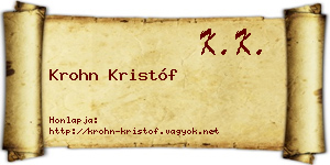Krohn Kristóf névjegykártya